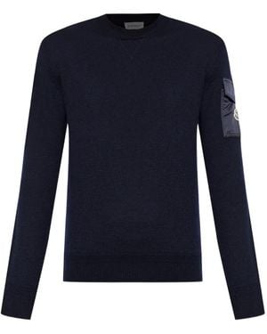 Moncler Sleeve-Pocket Sweater - Blue