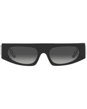 Dolce & Gabbana Graffiti-Print Rectangle-Frame Sunglasses - Gray