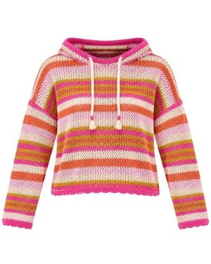 Banana Moon Gui Wilderness Striped Open-Knit Hoodie - Red