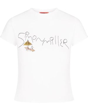 Simon Miller Beach Logo-Graphic Cotton T-Shirt - White