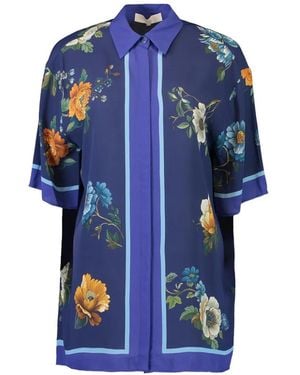 Borgo De Nor Floral Akari Crepe Top - Blue