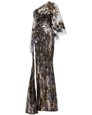 Elie Saab Sequin-Embellished One-Shoulder Maxi Dress - White