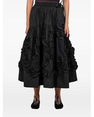 STORY mfg. Falda midi Orbit con volantes - Negro