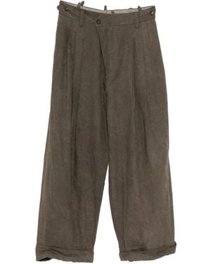 Ziggy Chen Pleated Wide-Leg Trousers - Green