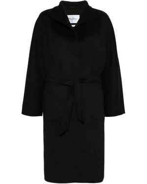 Max Mara Belted Wrap Cashmere Coat - Black