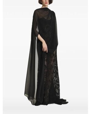 2310 STUDIO Sheer Lace-Overlay Draped Cape - Black