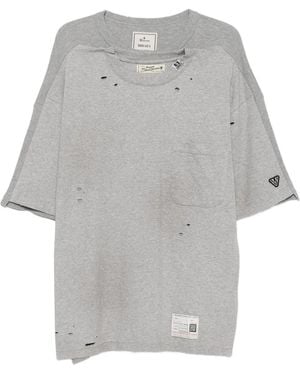 Maison Mihara Yasuhiro Distressed-Effect Layered-Detail T-Shirt - Grey
