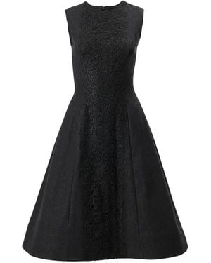 Carolina Herrera Lace-Embellished Denim Midi Dress - Black