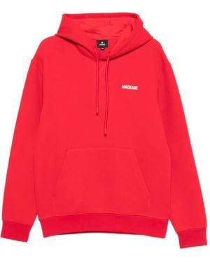 Mackage Konton-Z Logo-Print Drawstring Hoodie - Red