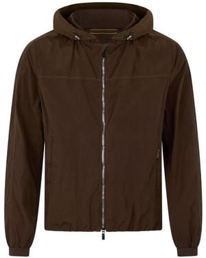 Moorer Zip Hooded Jacket - Brown
