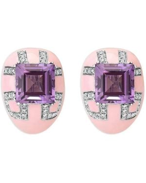 Andreoli Alia Oorbellen Met Amethist En Diamant - Paars