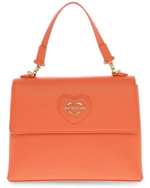 Moschino Logo-Plaque Top-Handle Bag - Orange