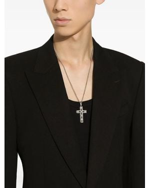 Dolce & Gabbana Cross ダイヤモンド ペンダント 18kホワイトゴールド - ブラック