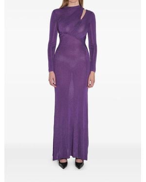 Self-Portrait Chic Long Dress With Draped Open Back - Purple