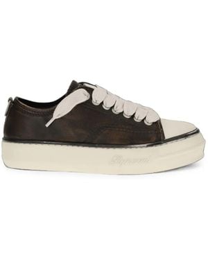 Represent Distressed-Leather Sneakers - White