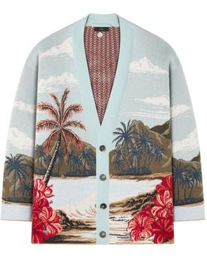 Alanui Hidden Bay Tropical-Print Cardigan - White