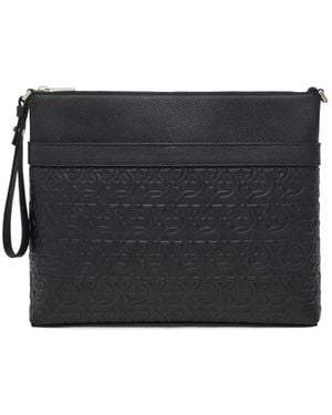 Ferragamo Gancini Clutch Met Reliëf - Zwart
