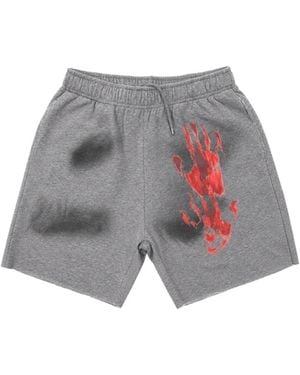 WARMAN Hand-Print Raw-Cut Shorts - Grey