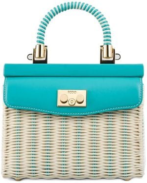 Rodo Calf Leather-Trim Clutch Bag - Blue