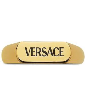 Versace Logo-Engraved Ring - Metallic