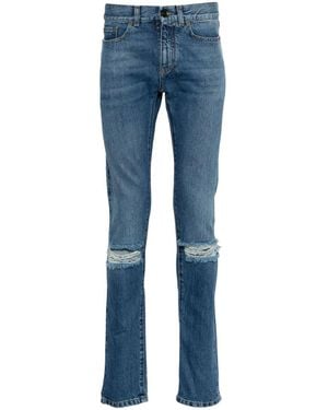 Saint Laurent Jean Slim À Effet Usé - Bleu