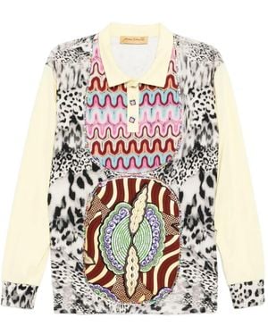 PENULTIMATE Leopard-Print Polo Top - White