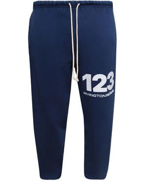 RRR123 Pantalon Imprimé À Lien De Resserrage - Blue