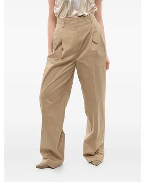 Prada Pleated High-Waisted Trousers - Natural