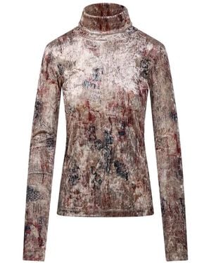 Pierre Louis Mascia Abstract-Print Roll-Neck Top - Pink