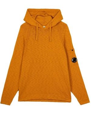 C.P. Company Lens-Detail Slub-Texture Hoodie - Orange