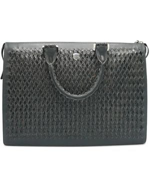 Lardini Tardini Woven Leather Business Bag - Gray