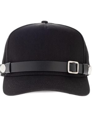 DSquared² Leather-Strap Button Baseball Cap - Blue