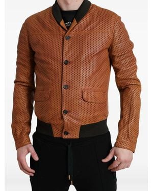 Dolce & Gabbana Perforated Leather Jacket - Black