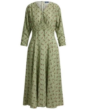 Polo Ralph Lauren Paisley V-Neck Midi Dress - Green