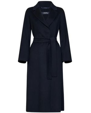 Max Mara Belted Wool Coat - Blue