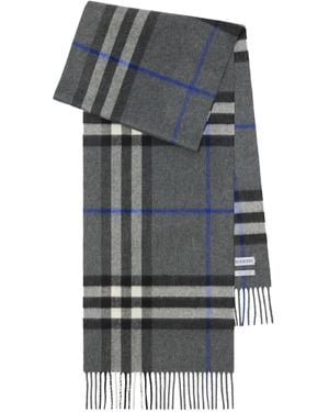 Burberry チェック カシミアスカーフ - グレー