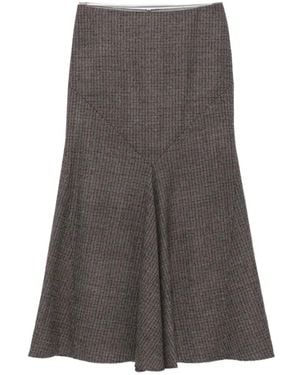 Etro Check-Pattern Paneled Midi Skirt - Gray