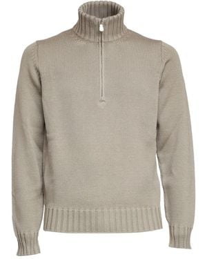 FILIPPO DE LAURENTIIS Half-Zip Wool Jumper - Grey