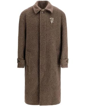 Golden Goose Journey Brooch-Detail Single-Breasted Coat - Brown