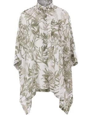 Brunello Cucinelli Printed Silk Shirt - White