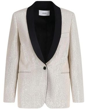 Lardini Sequin-Embellished Shawl-Lapel Jacket - Black