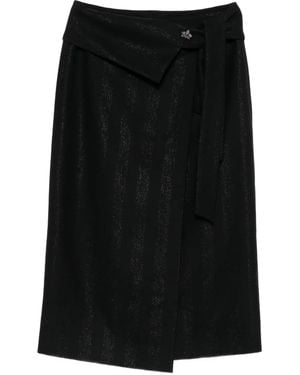 Genny Gestreifter Midirock - Schwarz