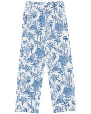 MC2 Saint Barth Jungle-Print Palazzo Pants - Blue