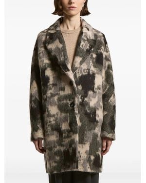 Peserico Graphic-Print Wool Coat - Brown