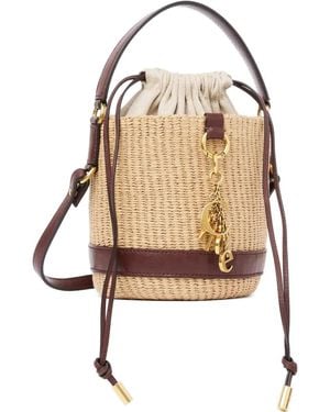 Chloé Woven Drawstring Cross Body Bag - Natural