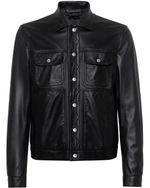 DSquared² Leather Boxy Jeans Jacket - Black