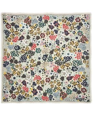 Bimba Y Lola Floral-Print Frayed Scarf - Natural