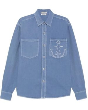 JW Anderson Embroidered Oversized Shirt - Blue