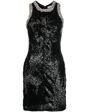 Des Phemmes Sequinned Crystal-Embellished Minidress - Black