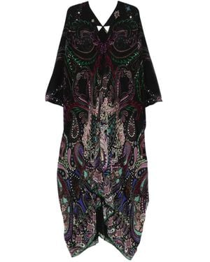 Roberto Cavalli Paisley-Print Silk Kaftan - Black